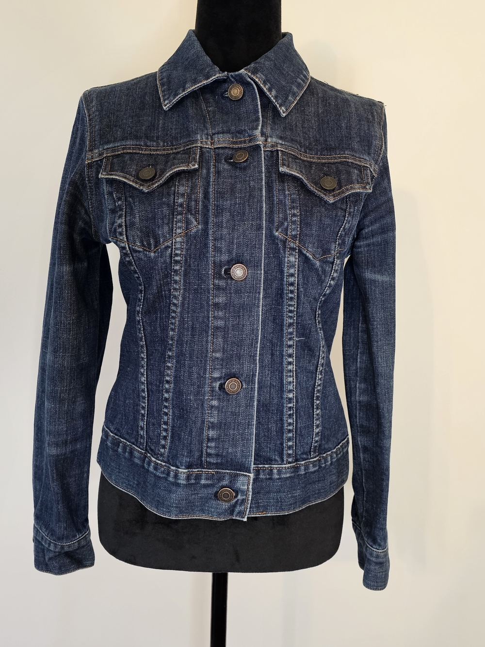 GAP Dark Blue Denim Jacket - Women's Fitted Button-Up